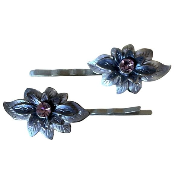 Vintage Floral Hair Pins Set Bridal Wedding Winter Accessory Vintage Jewelry - Picture 3 of 5